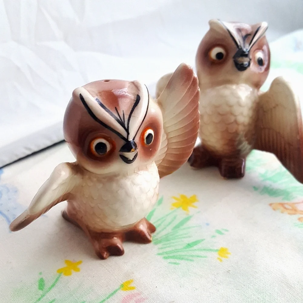 Vintage Owl Salt & Pepper Shakers Japan - Picture 3 of 8